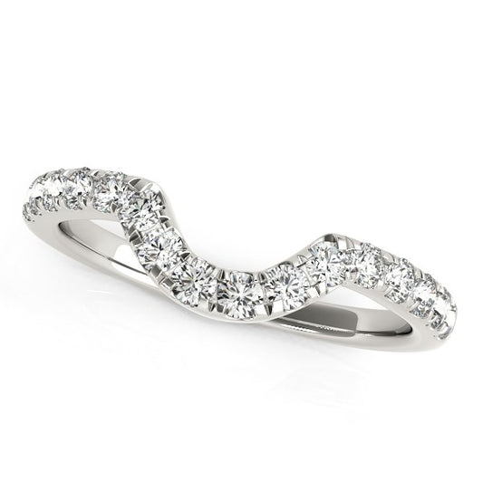 14k White Gold Curved Diamond Wedding Band (3/8 cttw)