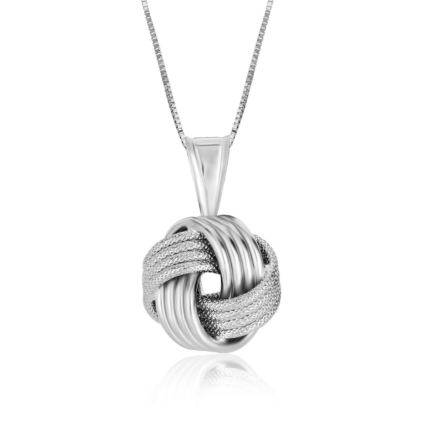 Sterling Silver Pendant with a Ridge Textured Love Knot Design