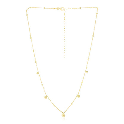 14k Yellow Gold High Polish Beaded Stations Necklace