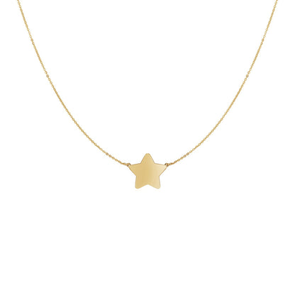 14k Yellow Gold Necklace with Five Pointed Star