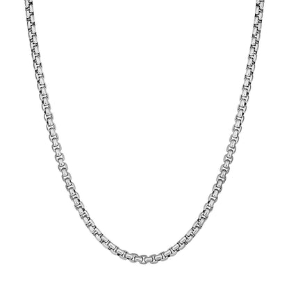 Sterling Silver Rhodium Plated Round Box Chain (3.80 mm)