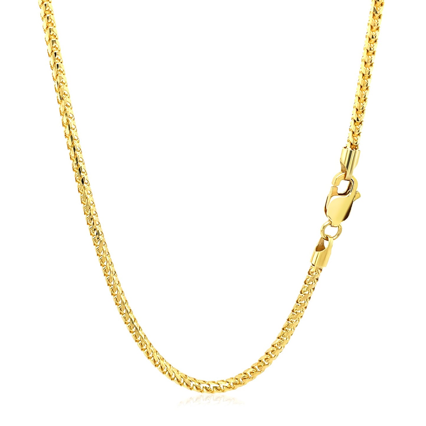 14k Yellow Solid Gold Diamond Cut Round Franco Chain (2.20 mm)