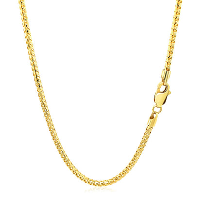 14k Yellow Solid Gold Diamond Cut Round Franco Chain (2.20 mm)