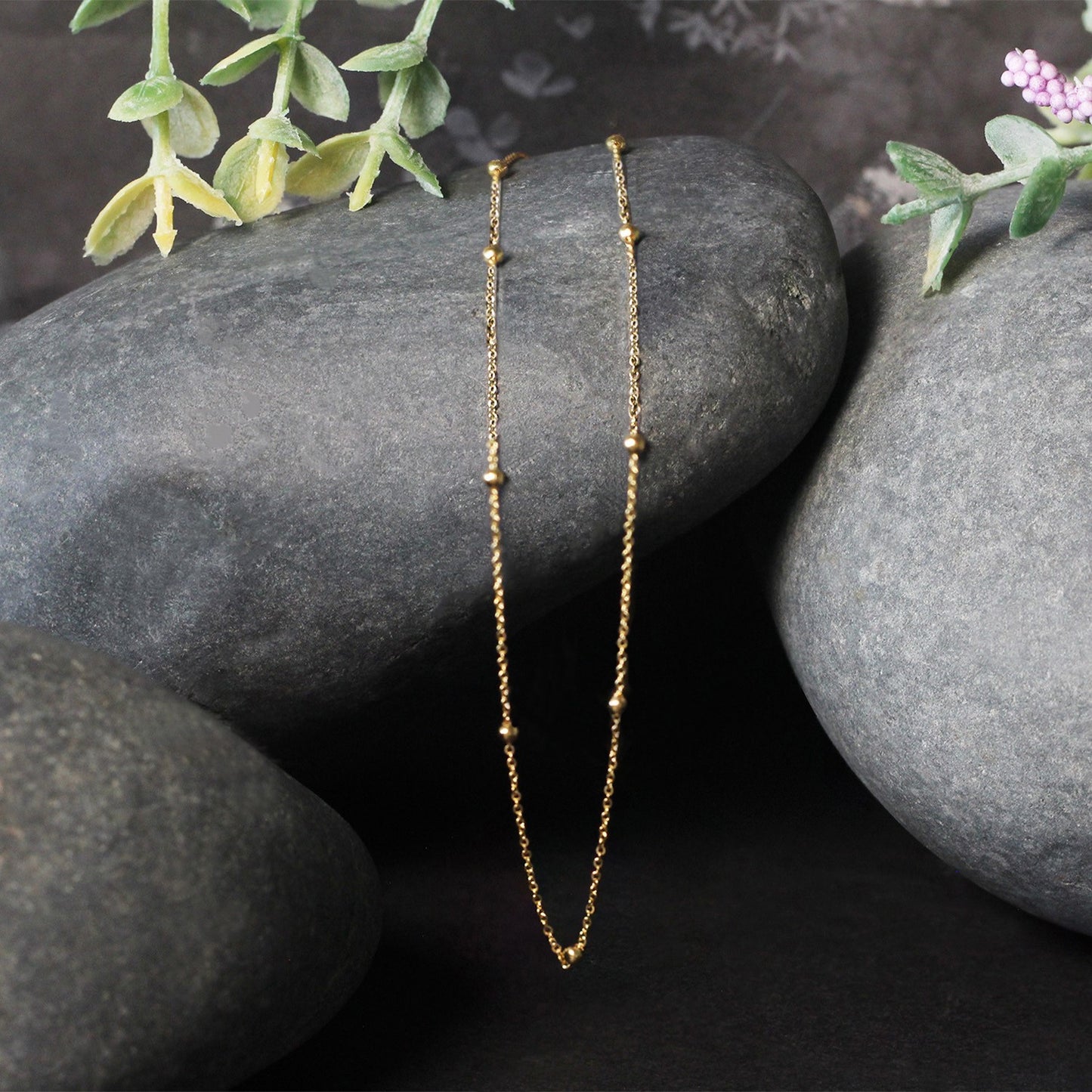 Bead Links Saturn Chain in 14k Yellow Gold (1.80 mm)