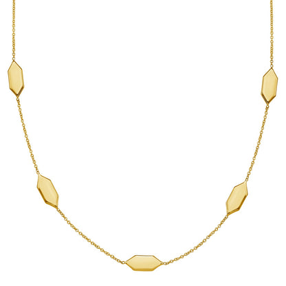 14K Yellow Gold Elongated Hexagon Link Necklace