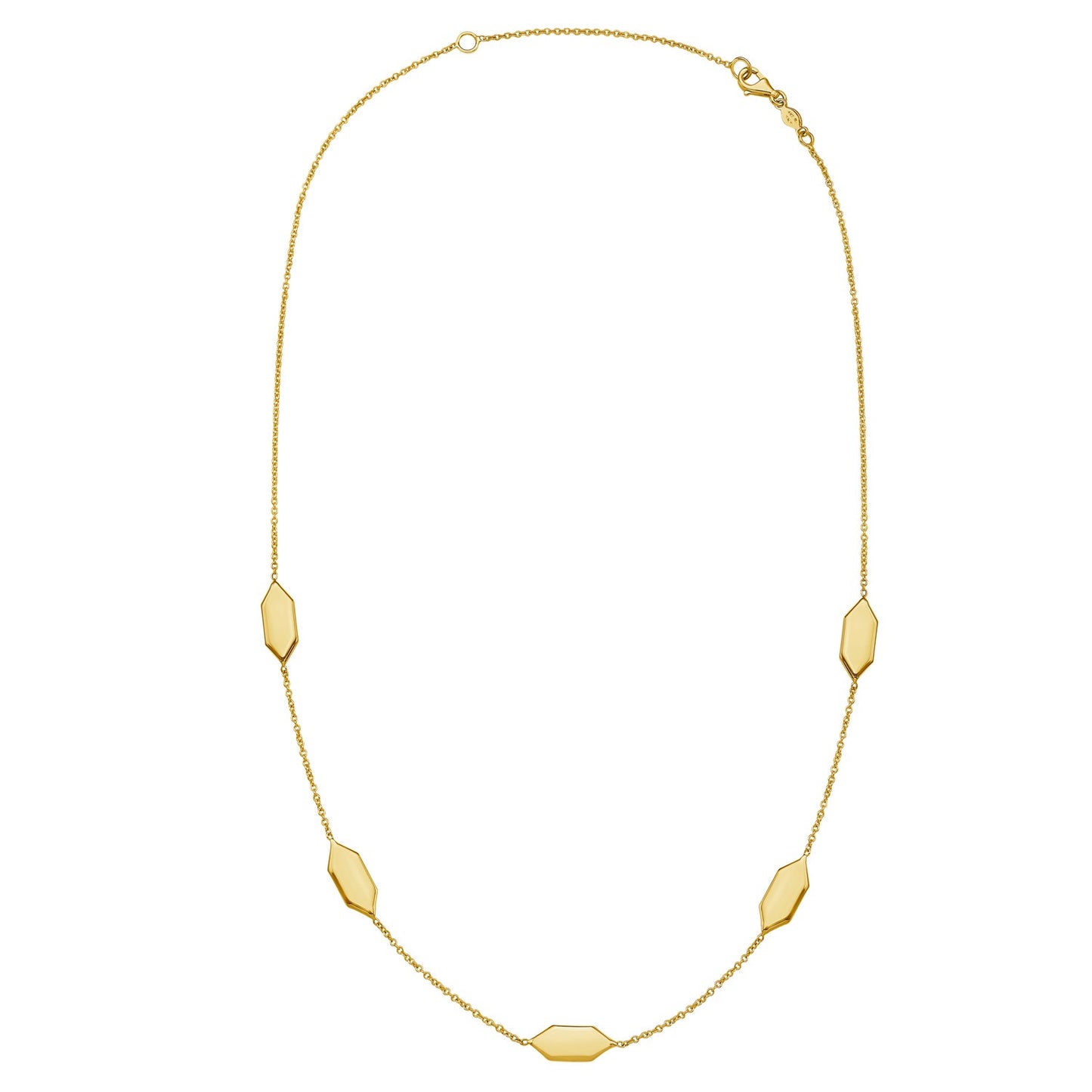 14K Yellow Gold Elongated Hexagon Link Necklace