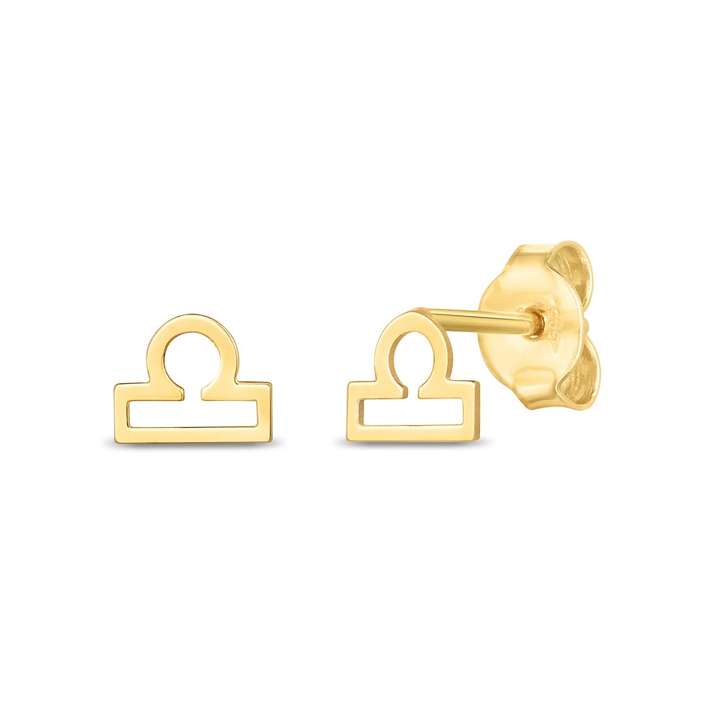 14k Yellow Gold Libra Stud Earrings