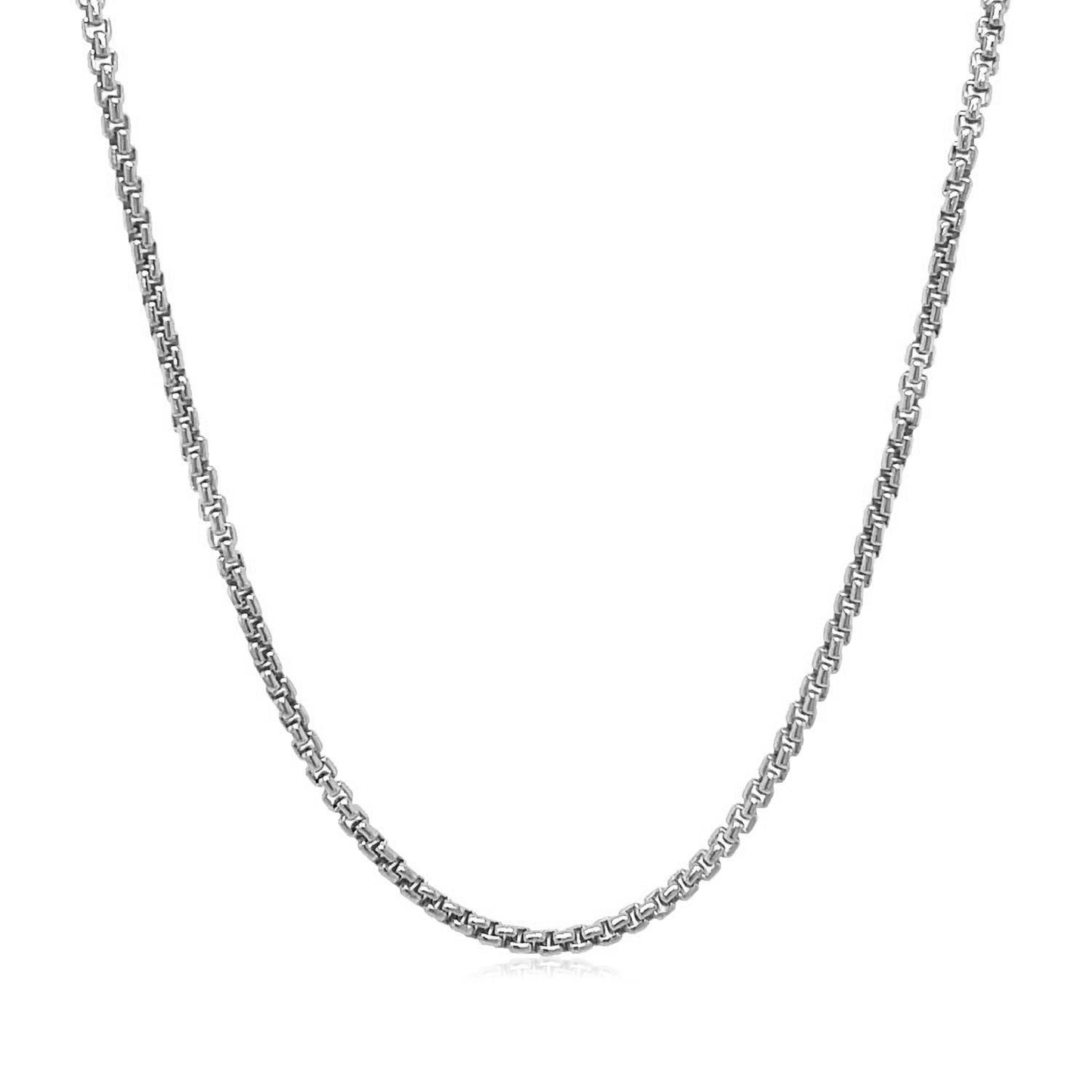 14k White Gold Solid Round Box Chain (1.60 mm)