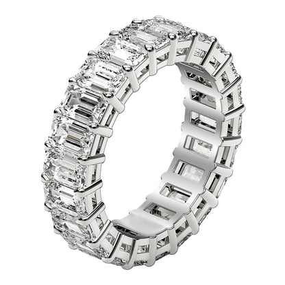 Emerald Cut Lab Grown Diamond Eternity Ring in 14k White Gold (4 cttw FG/VS2)