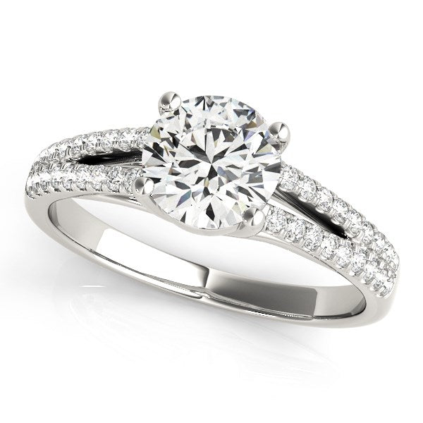 14k White Gold Split Shank Round Diamond Engagement Ring (1 1/8 cttw)