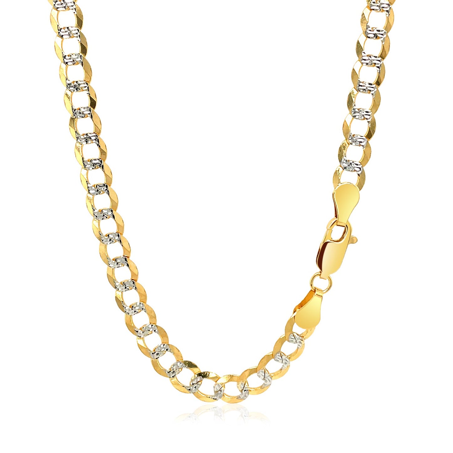 14k Two Tone Gold Pave Curb Chain (5.70 mm)