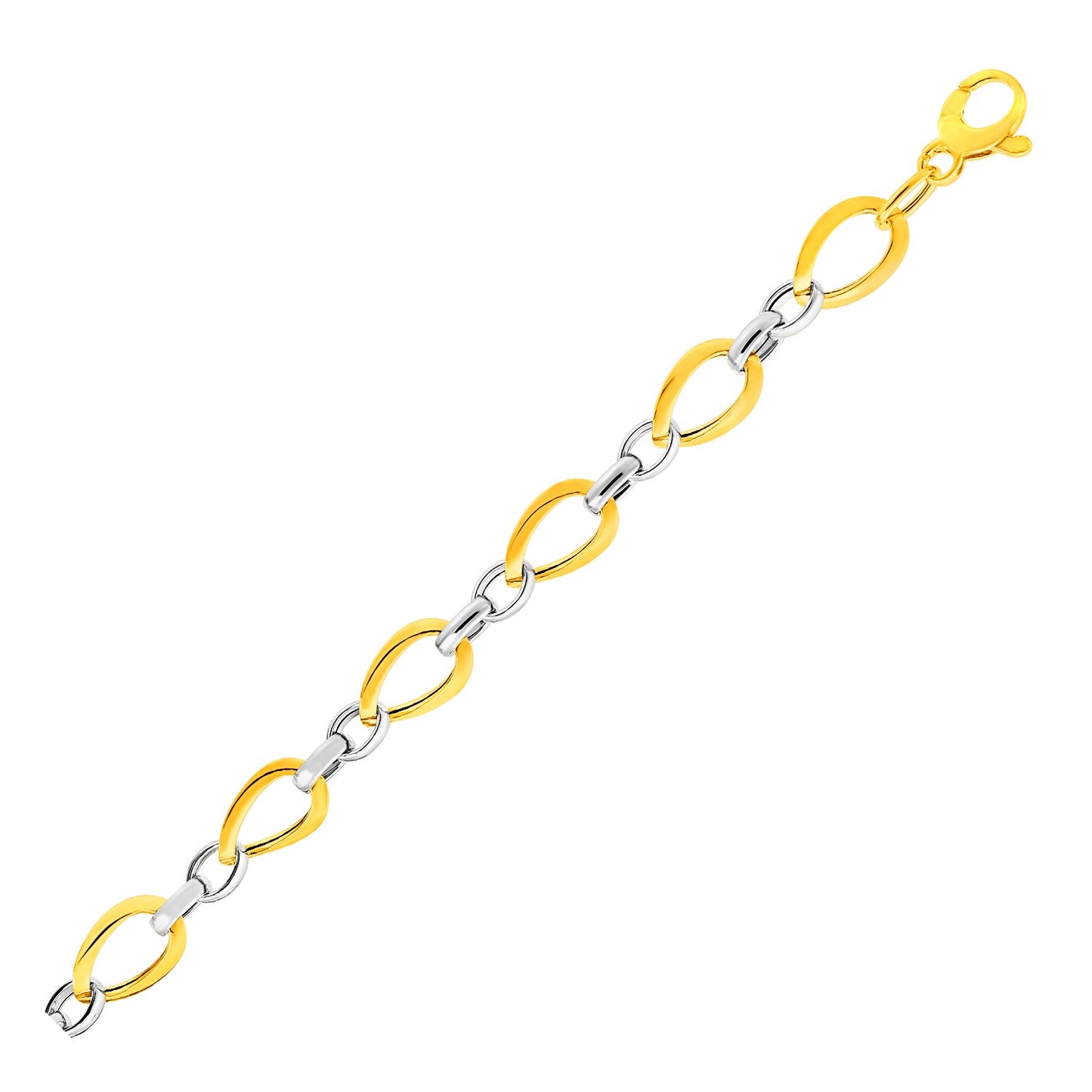 Twisted Oval Chain Bracelet in 14k Two Tone Gold (7.40 mm)