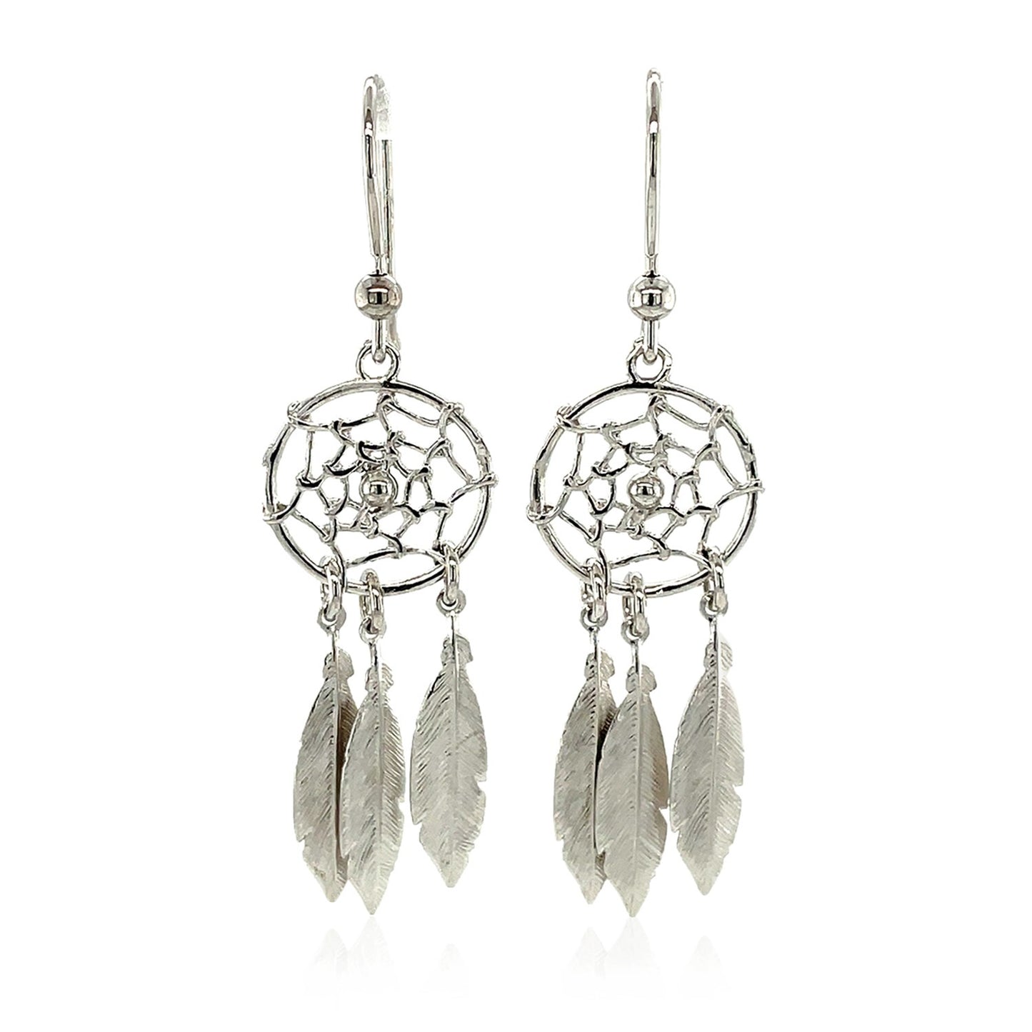 Sterling Silver Dream Catcher Dangle Earrings