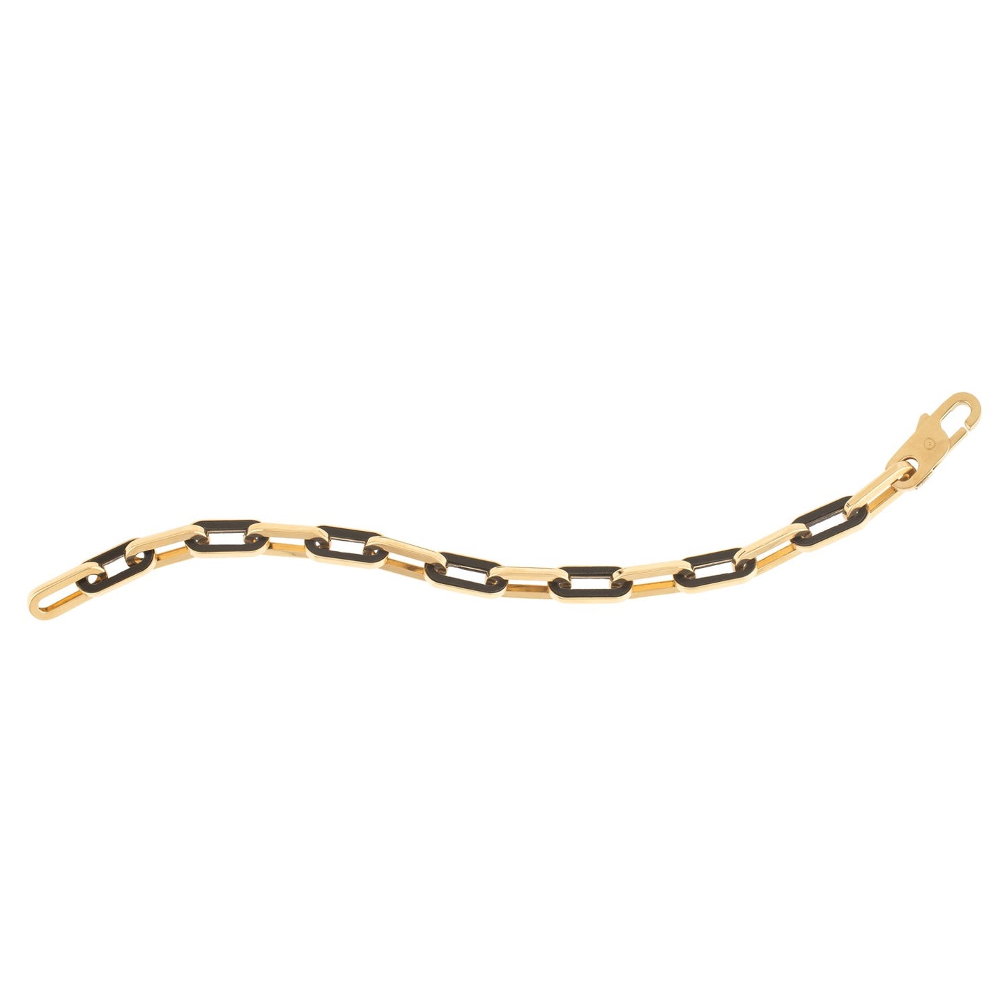 14k Yellow Gold Black Onyx Paperclip Gem Link Bracelet (7.00 mm)