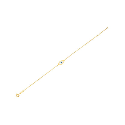 14k Yellow Gold MOP Evil Eye Bracelet (1.00 mm)