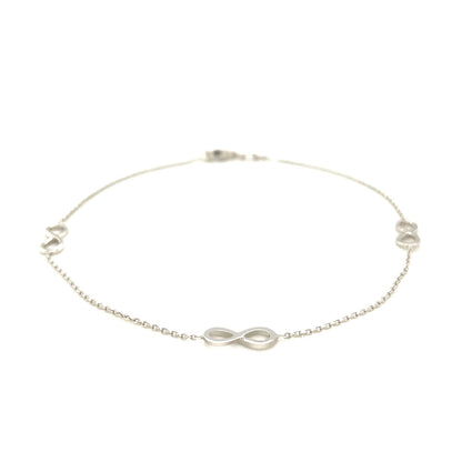 Sterling Silver Anklet with Infinity Symbols