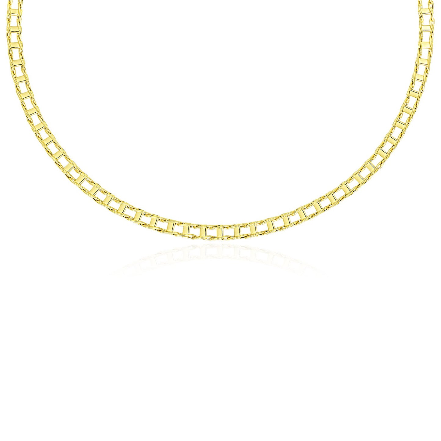 14k Yellow Gold Men's Necklace with Track Design Links