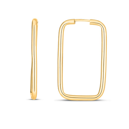 14k Yellow Gold Endless Rectangle Hoops