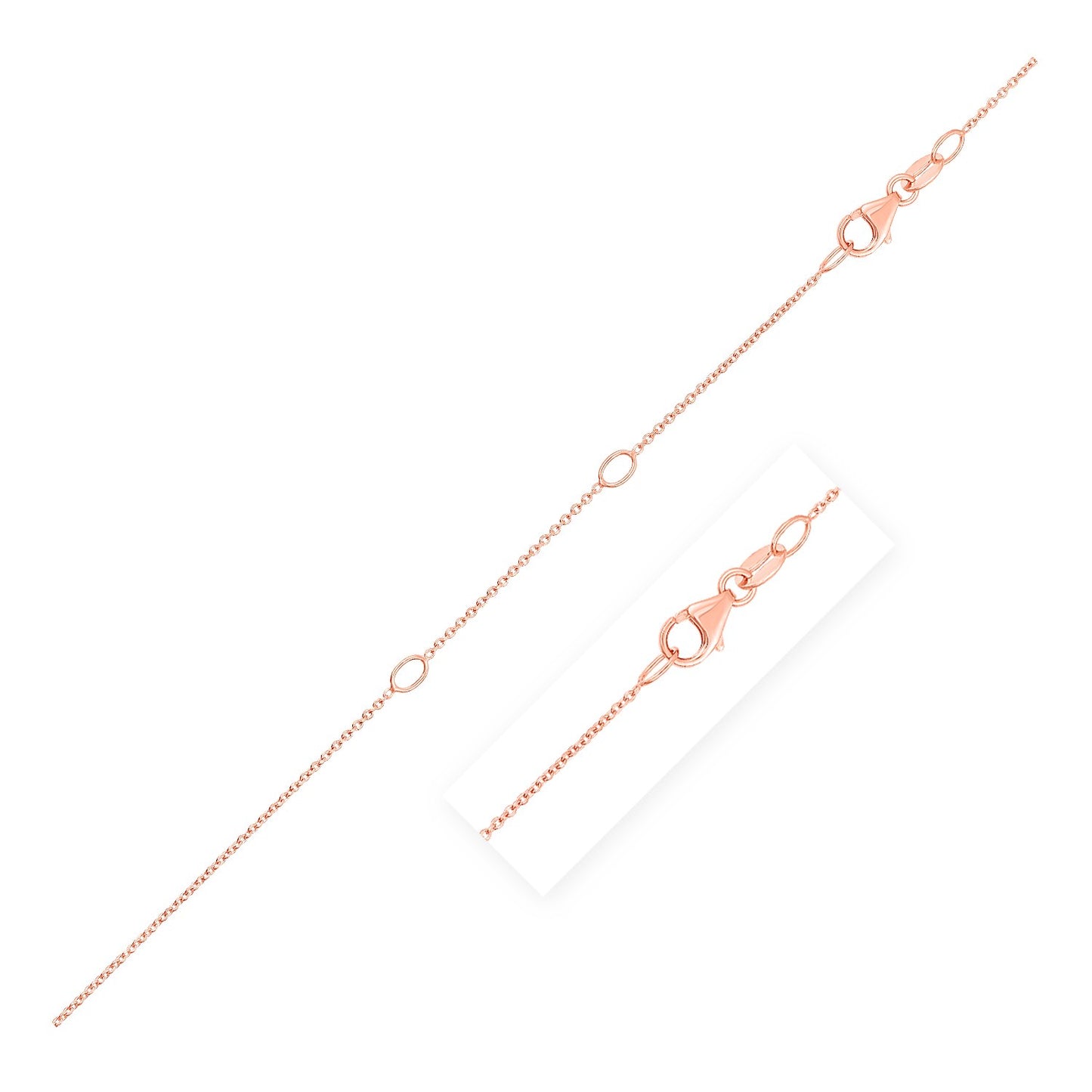 Double Extendable Cable Chain in 14k Rose Gold (0.85 mm)