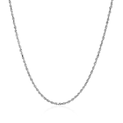 10k White Gold Solid Diamond Cut Rope Chain (1.40 mm)