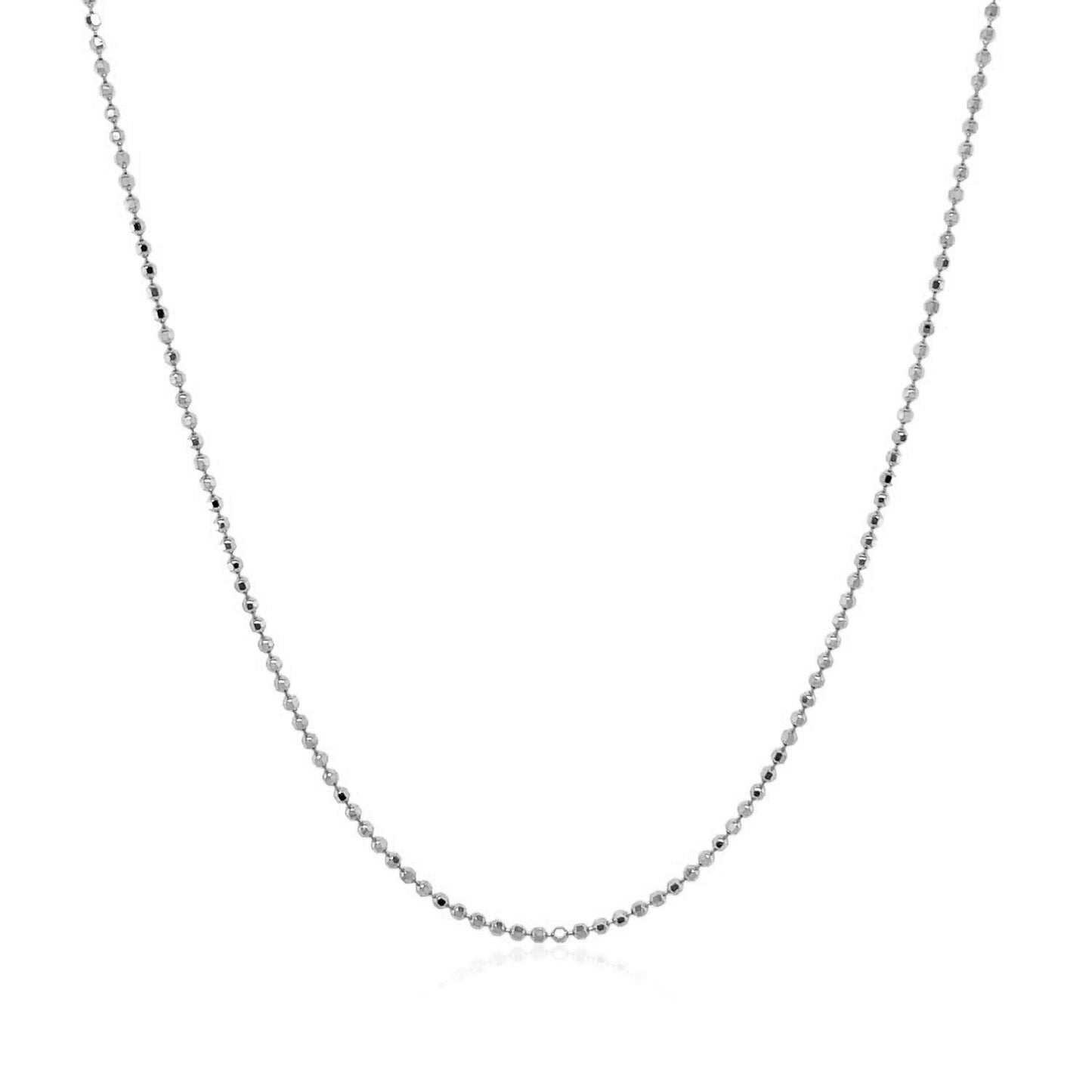 14k White Gold Diamond Cut Bead Chain (0.90 mm)