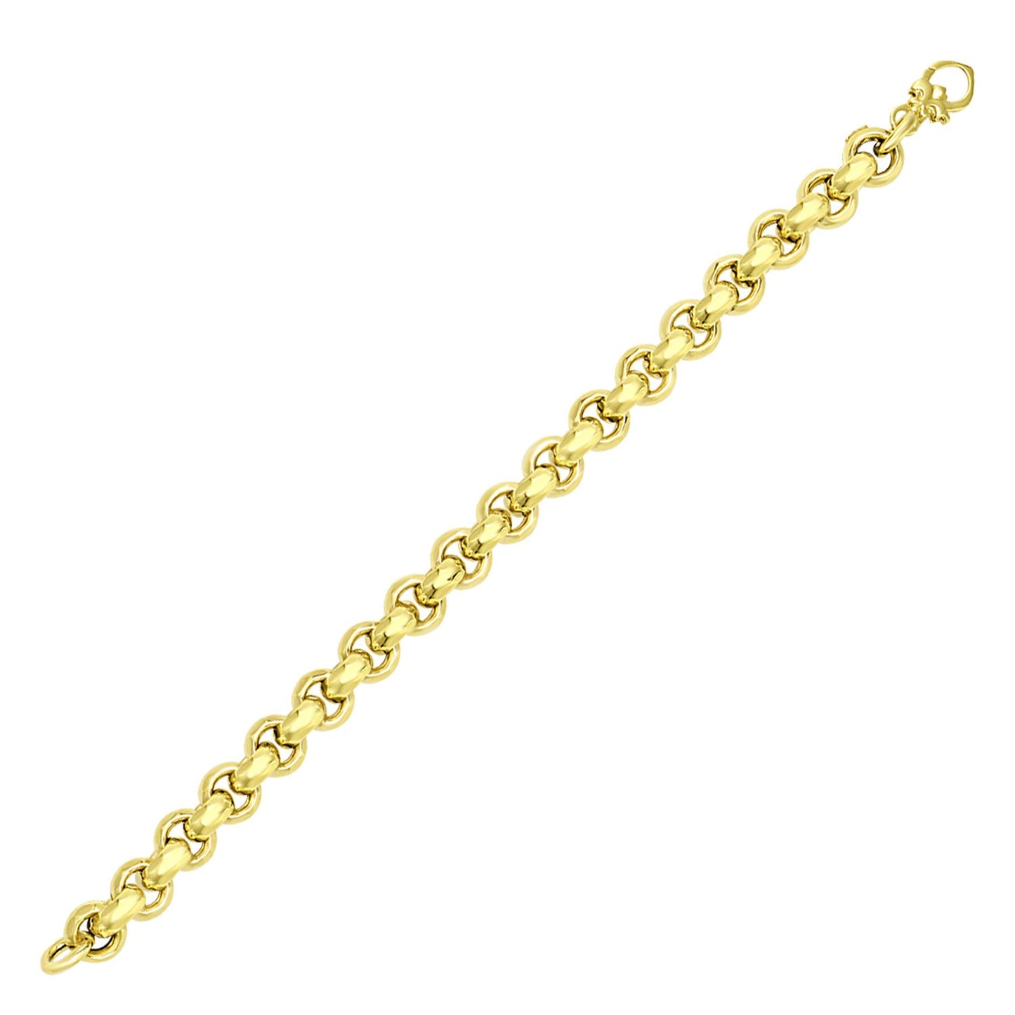 14k Yellow Gold Rolo Design Shiny Bracelet (9.75 mm)