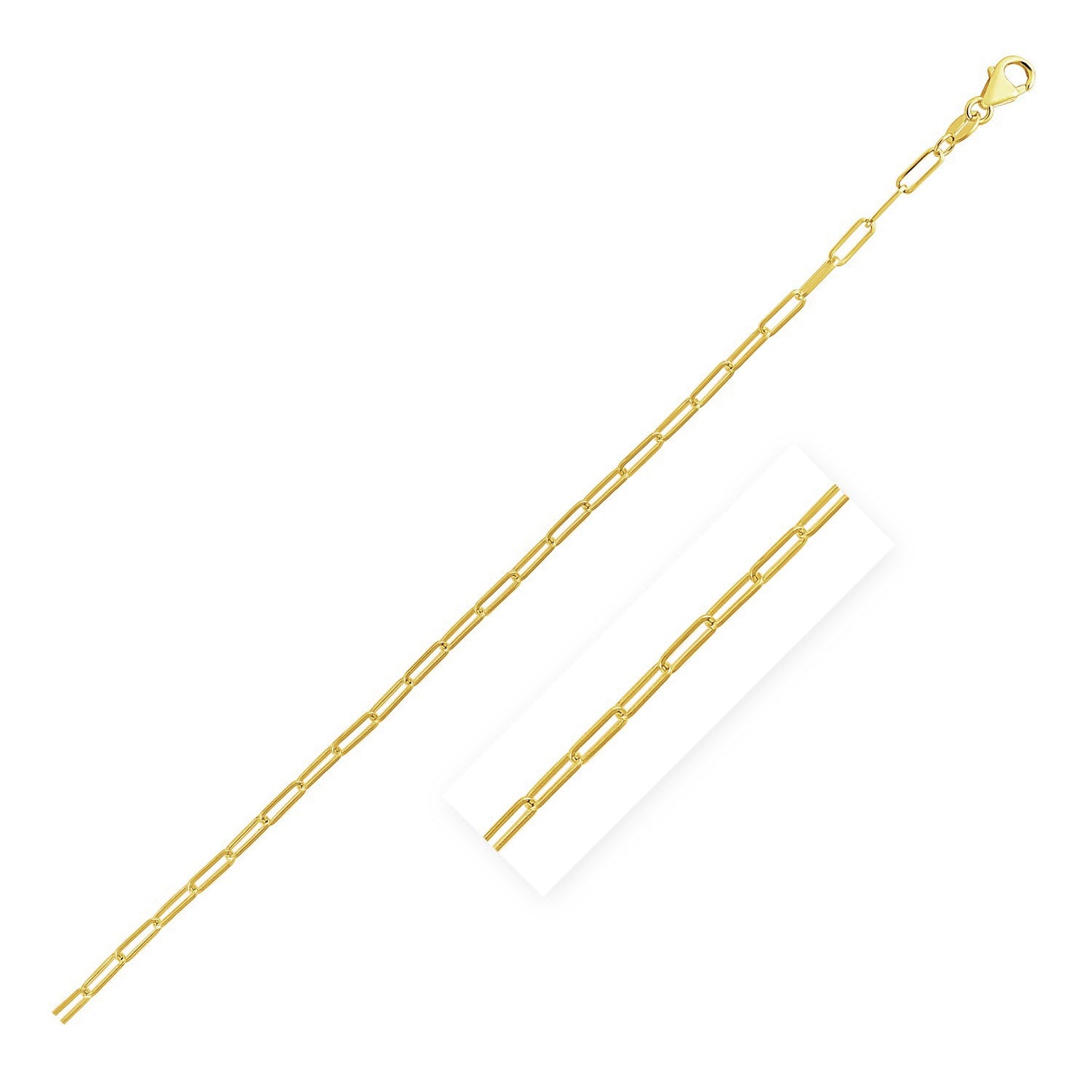 14K Yellow Gold Delicate Paperclip Chain (2.1 mm)