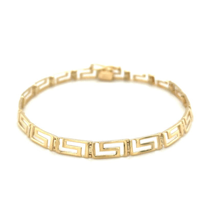 14k Yellow Gold Fancy Greek Key Motif Bracelet (6.35 mm)