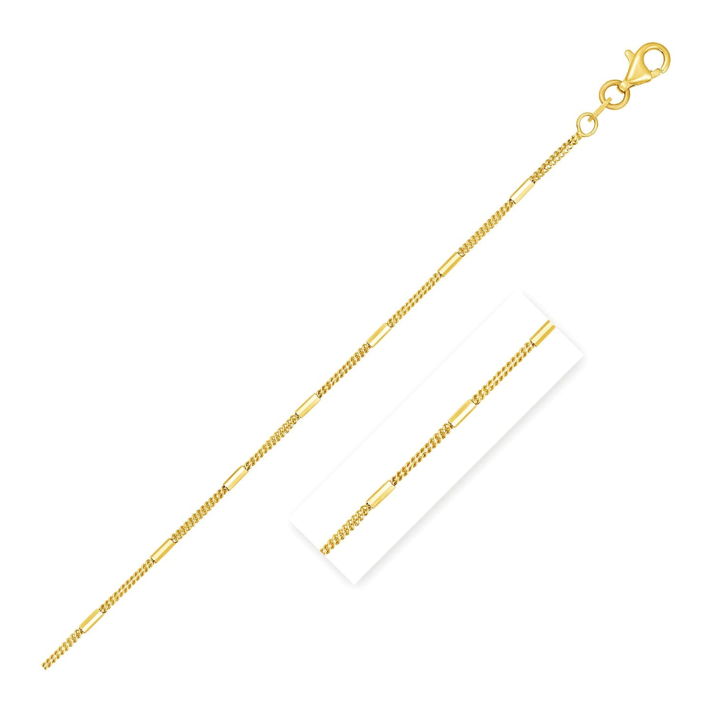 Diamond Cut Bar Links Pendant Chain in Yellow Gold (1.30 mm)