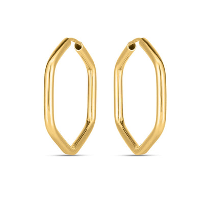 14k Yellow Gold Endless Hexagon Hoop Earrings