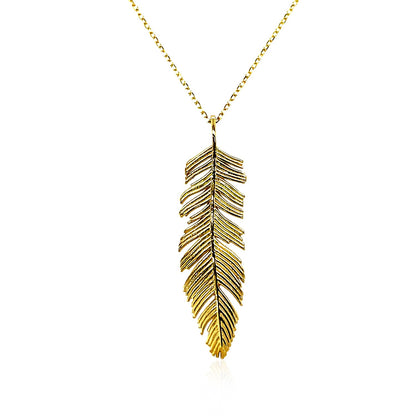 Feather Pendant in 10k Yellow Gold