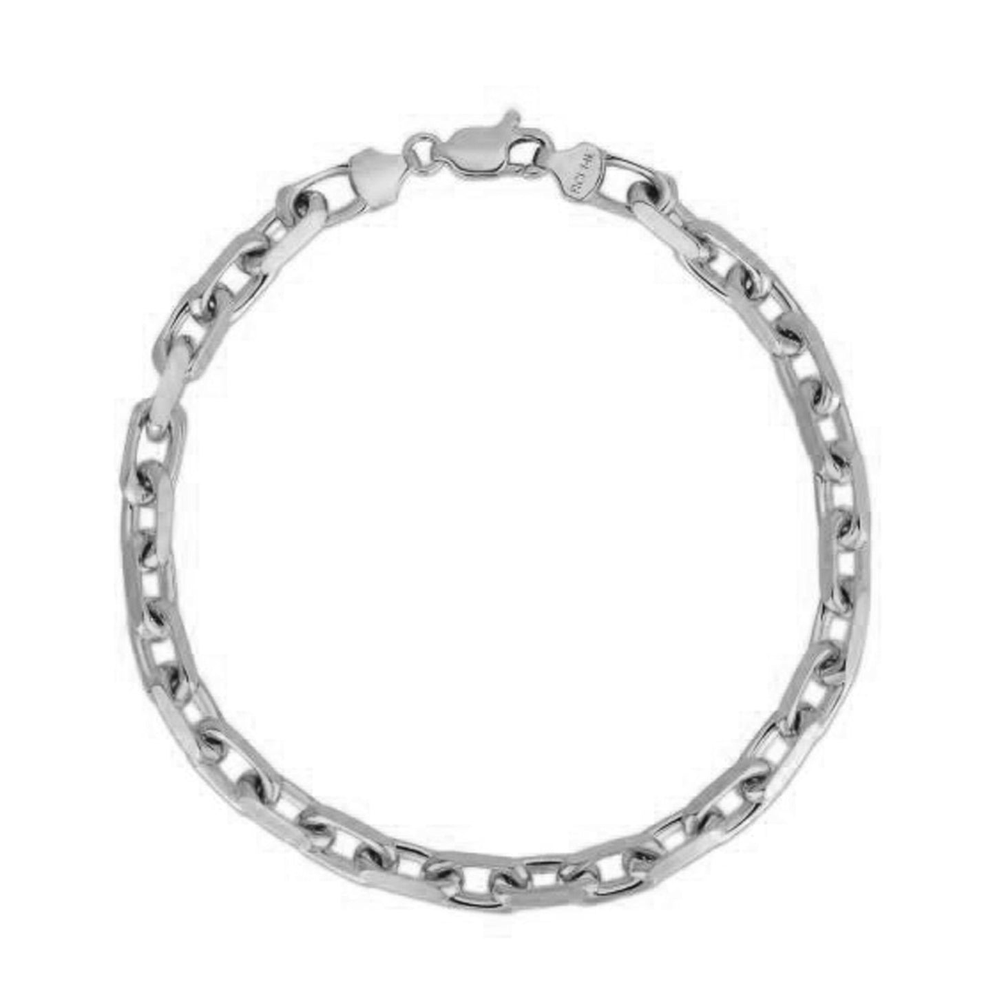 14k White Gold French Cable Chain Bracelet  (4.80 mm)