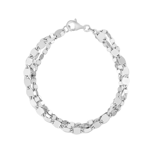 Sterling Silver Three Strand Marina Link Bracelet (4.50 mm)