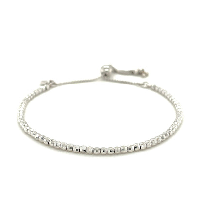 Adjustable Fine Shiny Beaded Bracelet in Sterling Silver (1.50 mm)