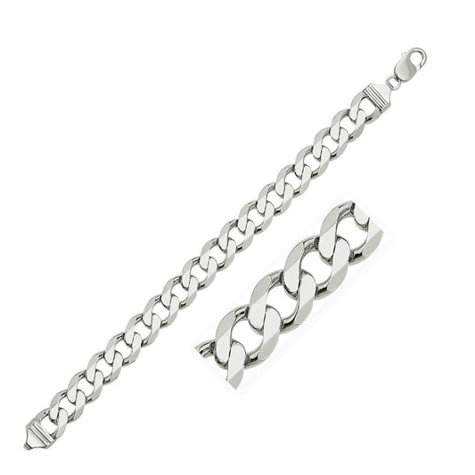 Rhodium Plated Sterling Silver Curb Style Bracelet (11.60 mm)