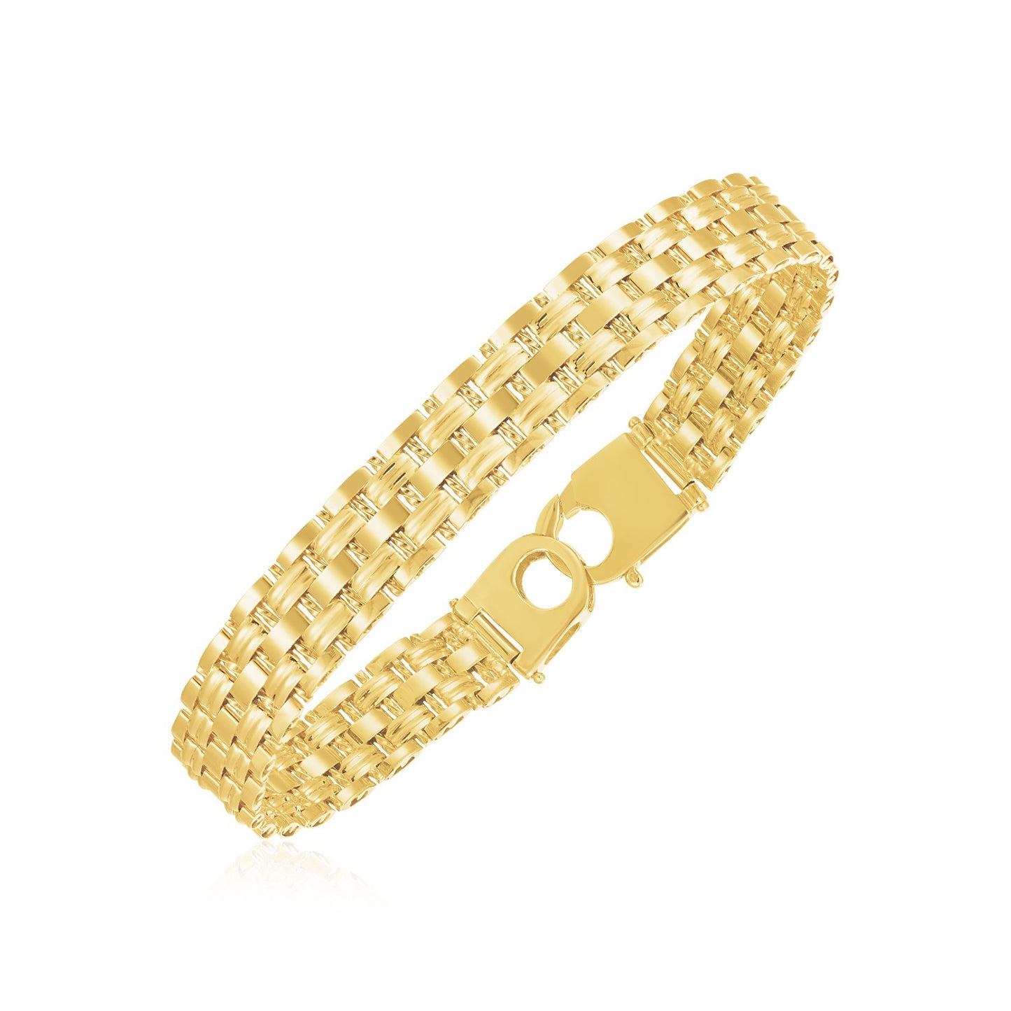 14k Yellow Gold High Polish Panther Link Bracelet  (10.00 mm)