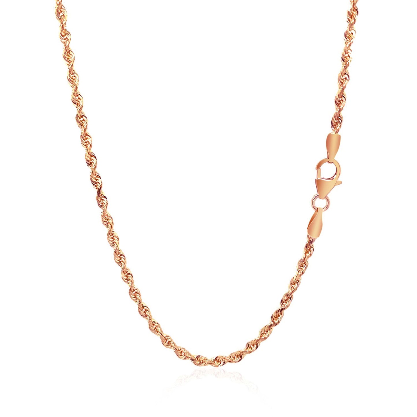 14k Rose Gold Solid Diamond Cut Rope Chain (2.30 mm)