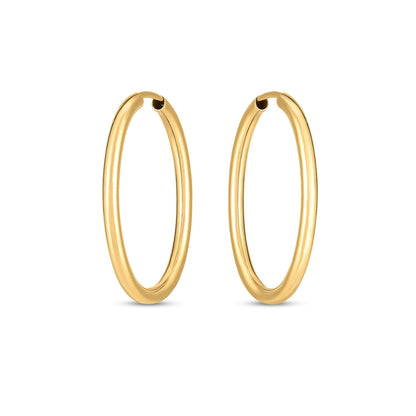 14k Yellow Gold Endless Oval Hoop Earrings(2x25mm)