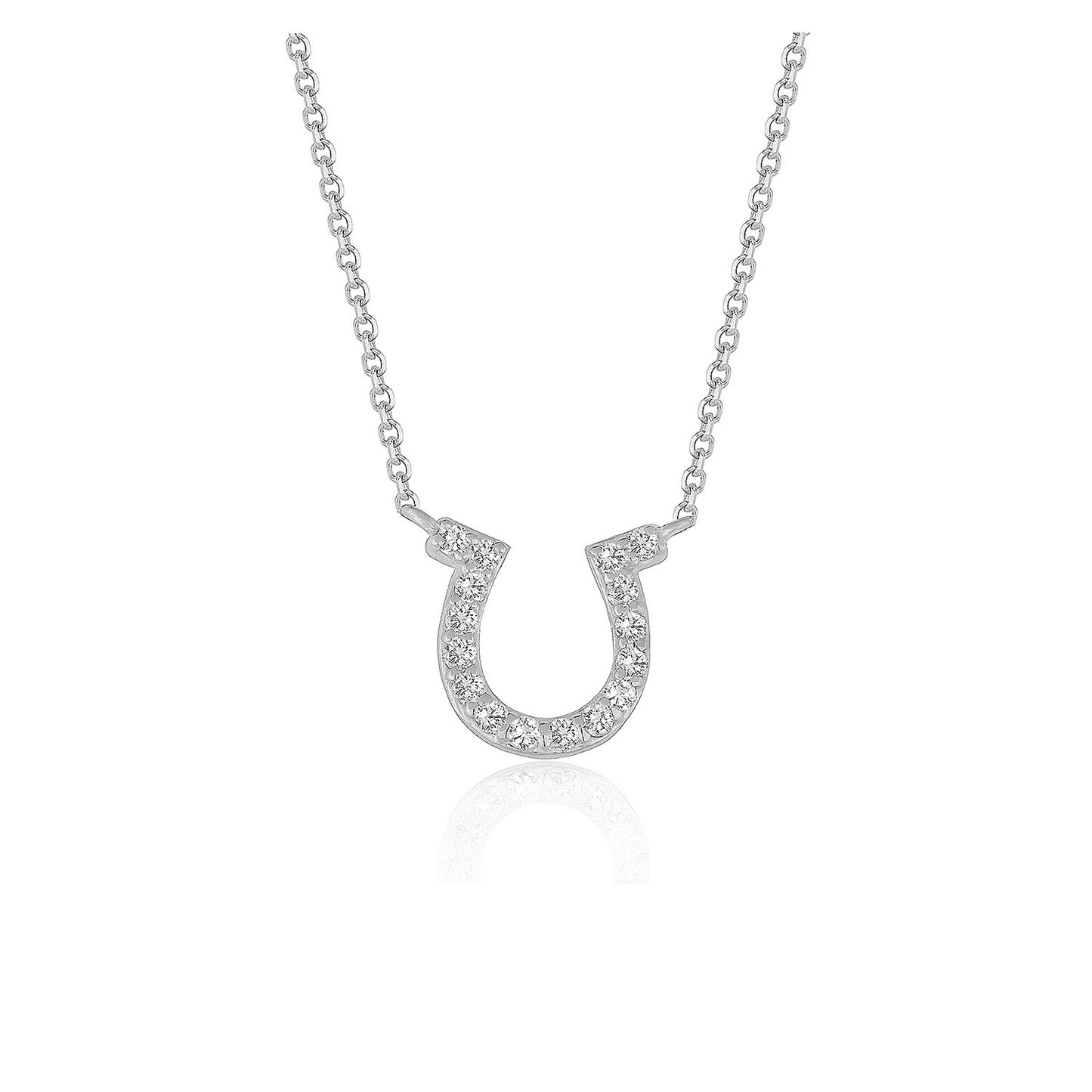 14k White Gold Horseshoe Design Diamond Pendant