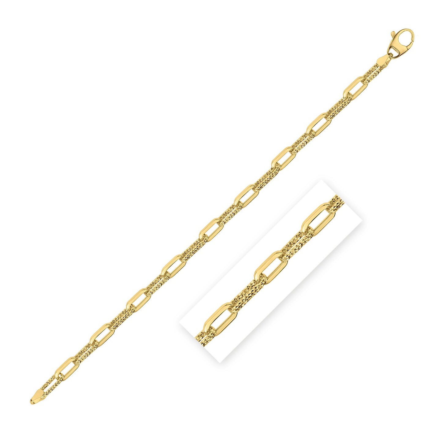 14k Yellow Gold Diamante Paperclip Chain Bracelet (4.00 mm)