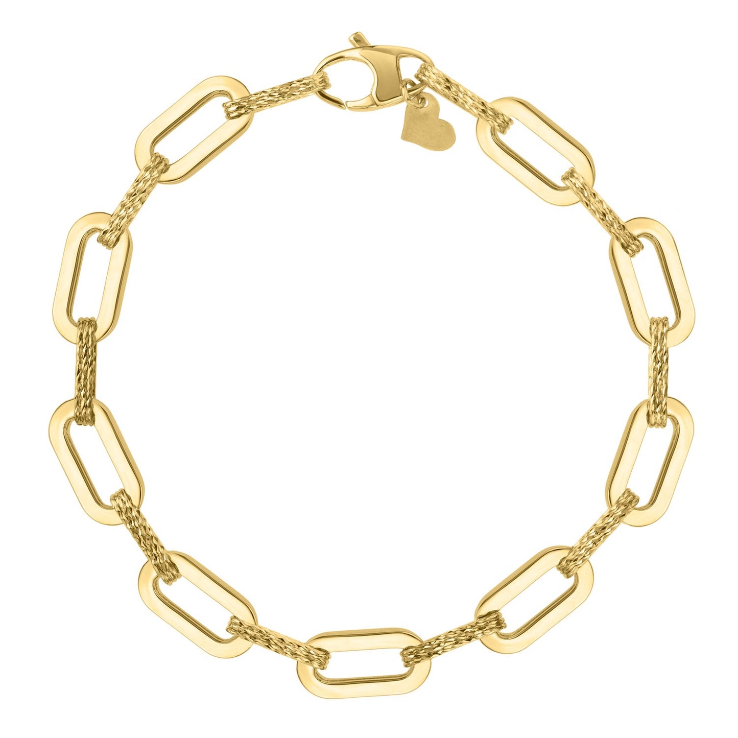 14k Yellow Gold Diamante Paperclip Chain Bracelet (7.00 mm)