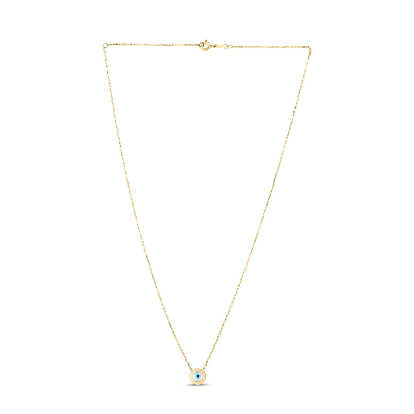 14k Yellow Gold MOP Evil Eye Necklace