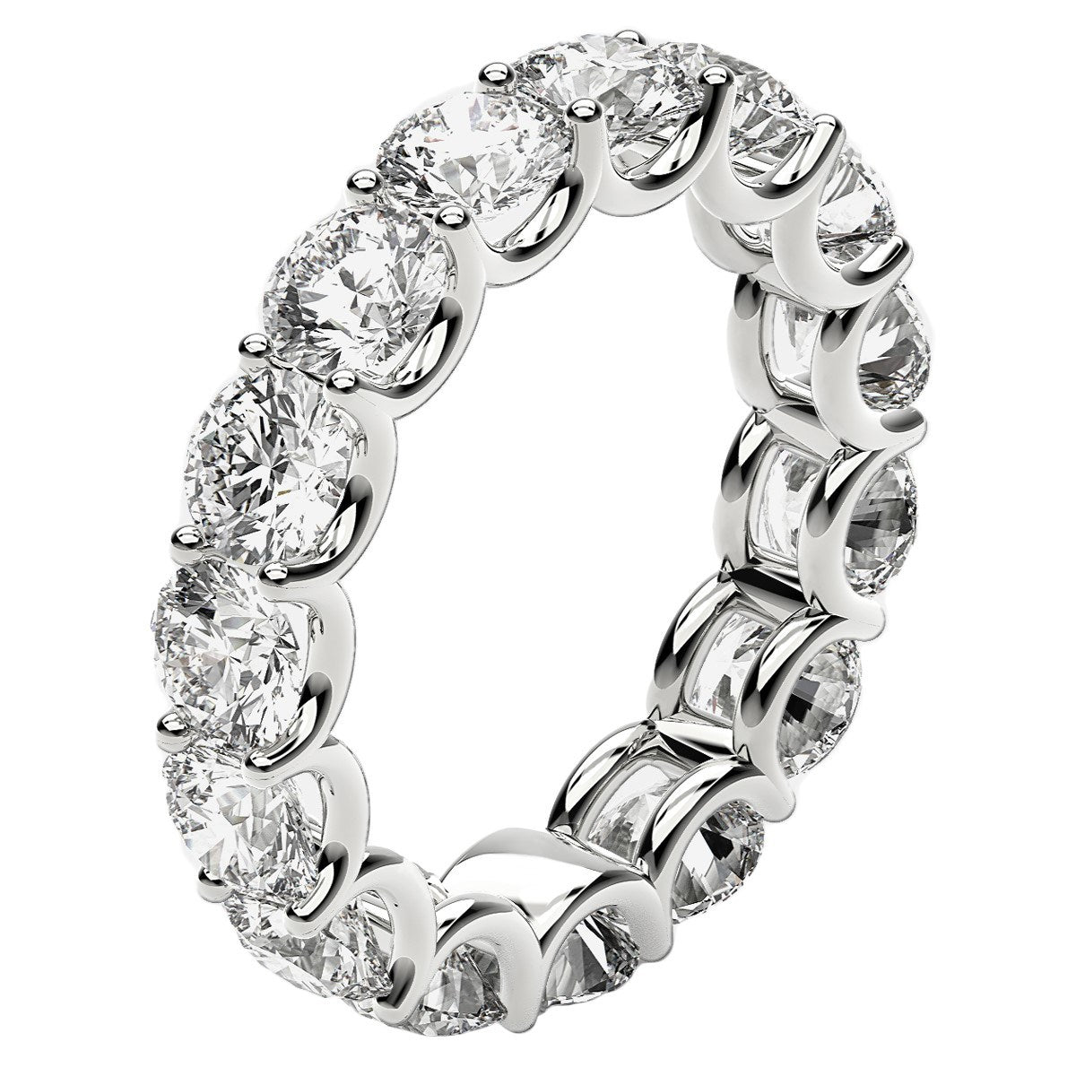 Round Cut Lab Grown Diamond Eternity Ring in 14k White Gold (5 cttw FG/VS2)