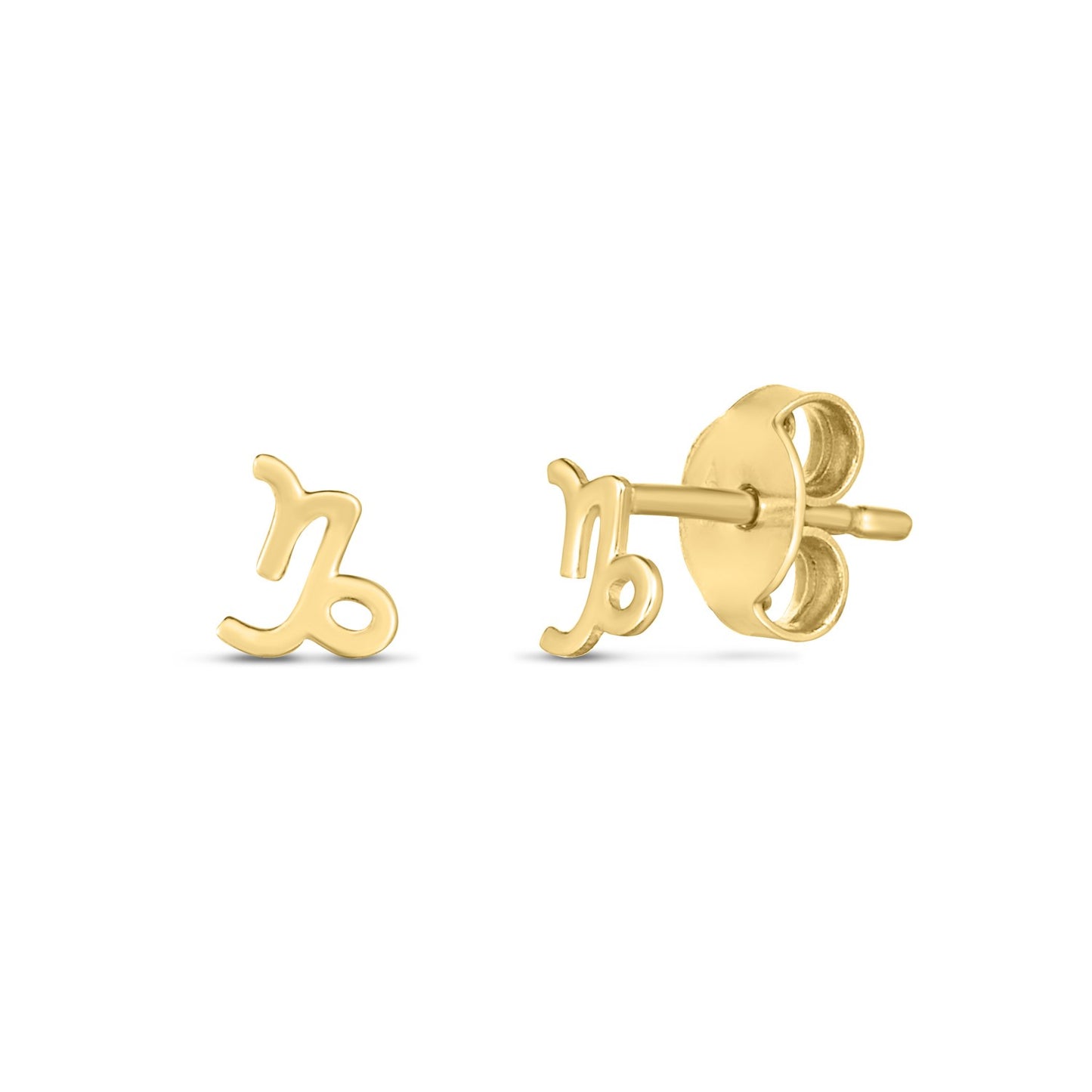 14k Yellow Gold Capricorn Stud Earrings