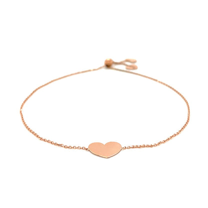 14k Rose Gold Adjustable Heart Bracelet (0.90 mm)