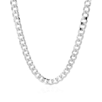 Rhodium Plated Sterling Silver Curb Style Chain (5.50 mm)