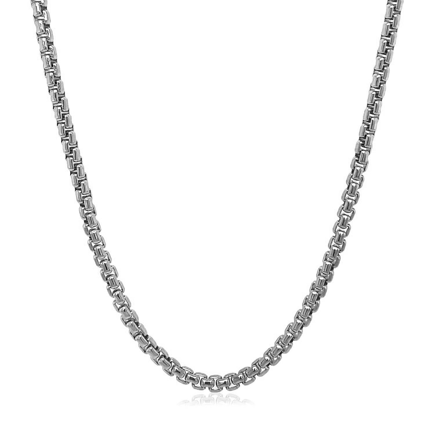 14k White Gold Solid Round Box Chain (2.5 mm)