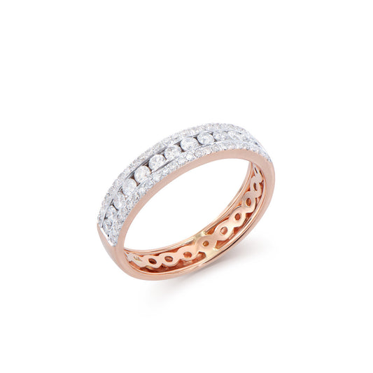 0.70 Cts Certified Diamonds 14K Rose Gold Designer Ring Size 7.5