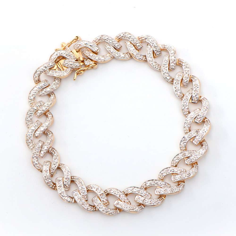 0.75 Tw Cts Diamonds 18K Gold Plated Designer Bracelet Size 7.3 Inches