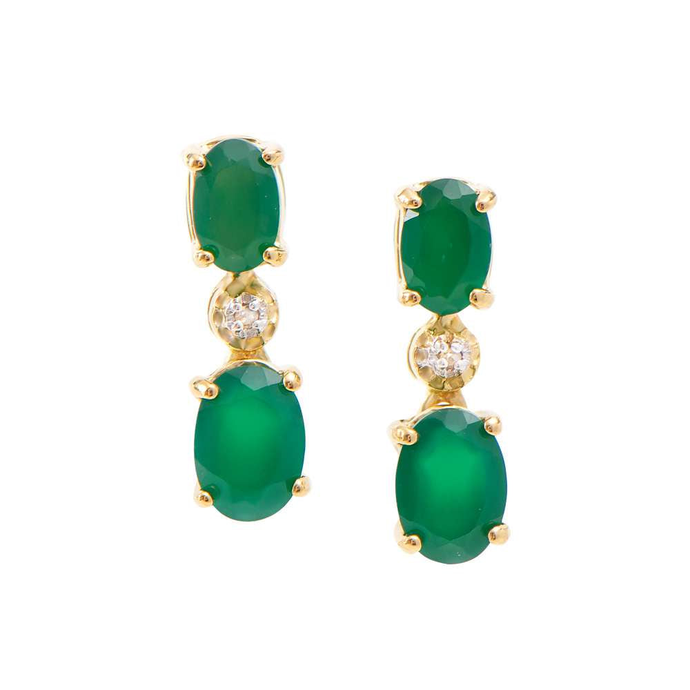 2.02 Tw Cts Green Agate 18K Gold Plated Designer Ear-Rings